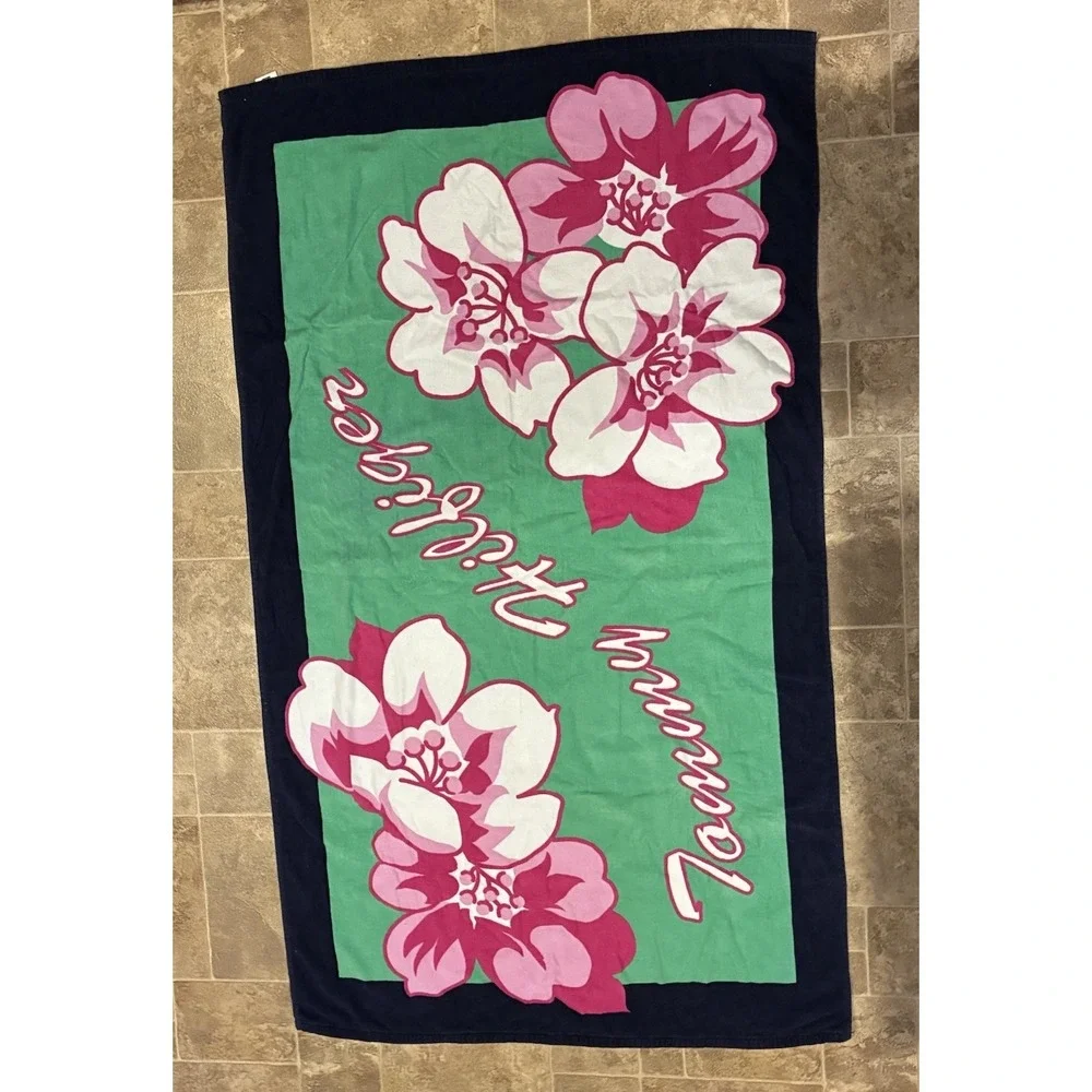 Vintage Tommy Hilfiger Beach Towel Hibiscus Flowers 40X70‎ Inches